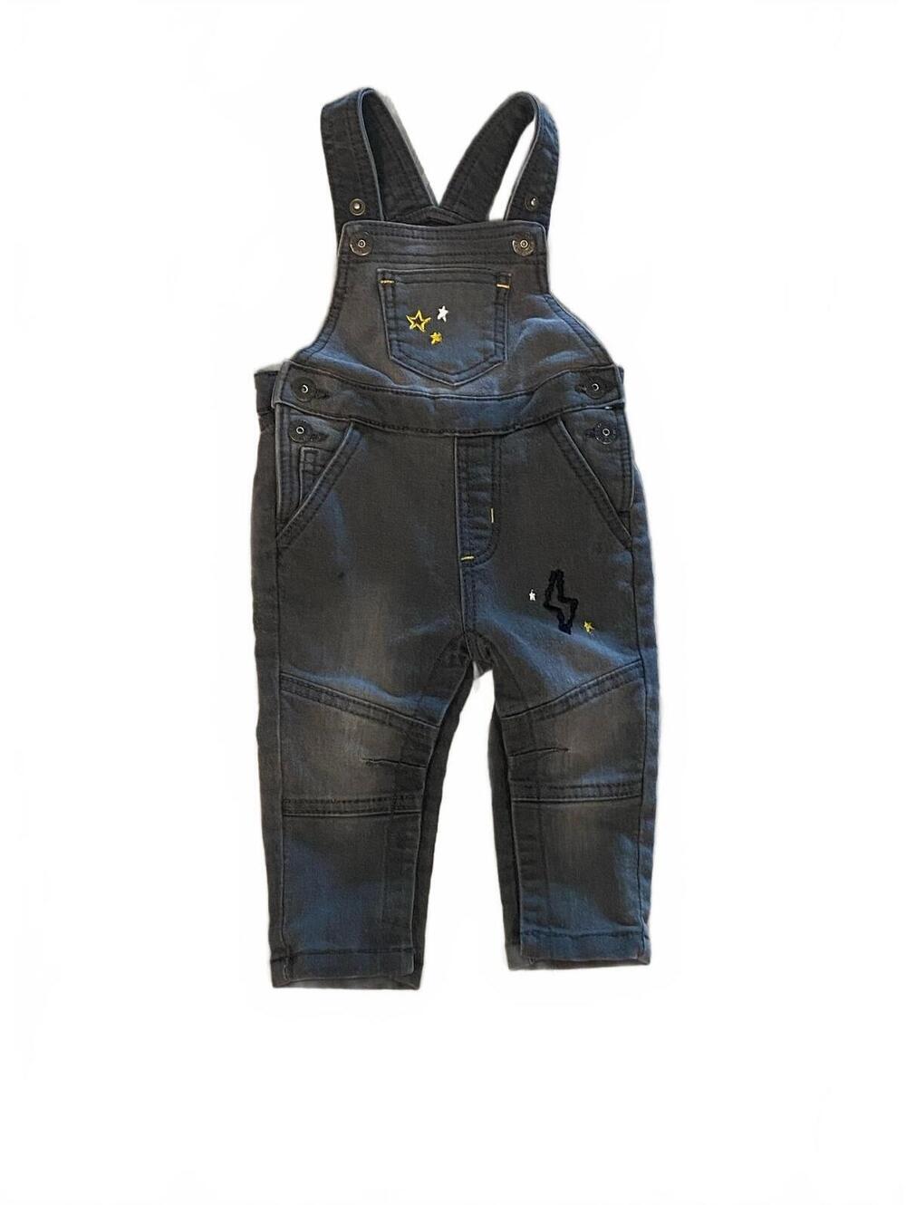Minoti Baby Overalls 6 Months Gray Denim Style